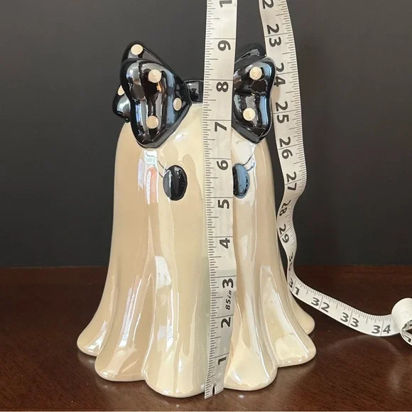 ⭐️ Free Standing Halloween Ghost with Navy Blue Bow that has polka dots on it. - Picture 4 of 4